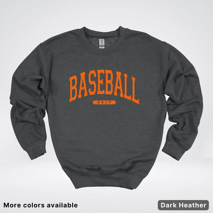 Baseball 24/7 – Orange Design - Crewneck Sweatshirt