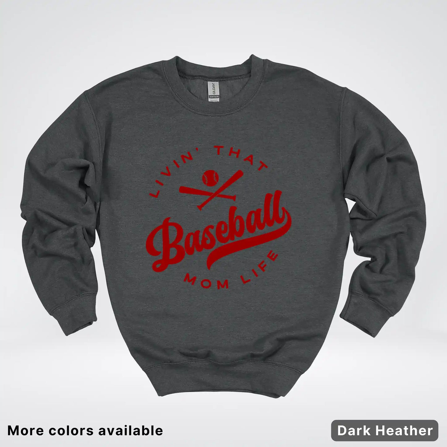 Livin' That Baseball Mom Life – Maroon Design - Crewneck Sweatshirt