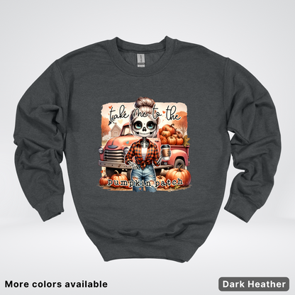 Take Me To The Pumpkin Patch Skeleton - Crewneck Sweatshirts