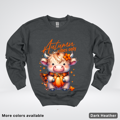 Autumn Fall Vibes Only Small Cow Calf Pumpkin - Crewneck Sweatshirt