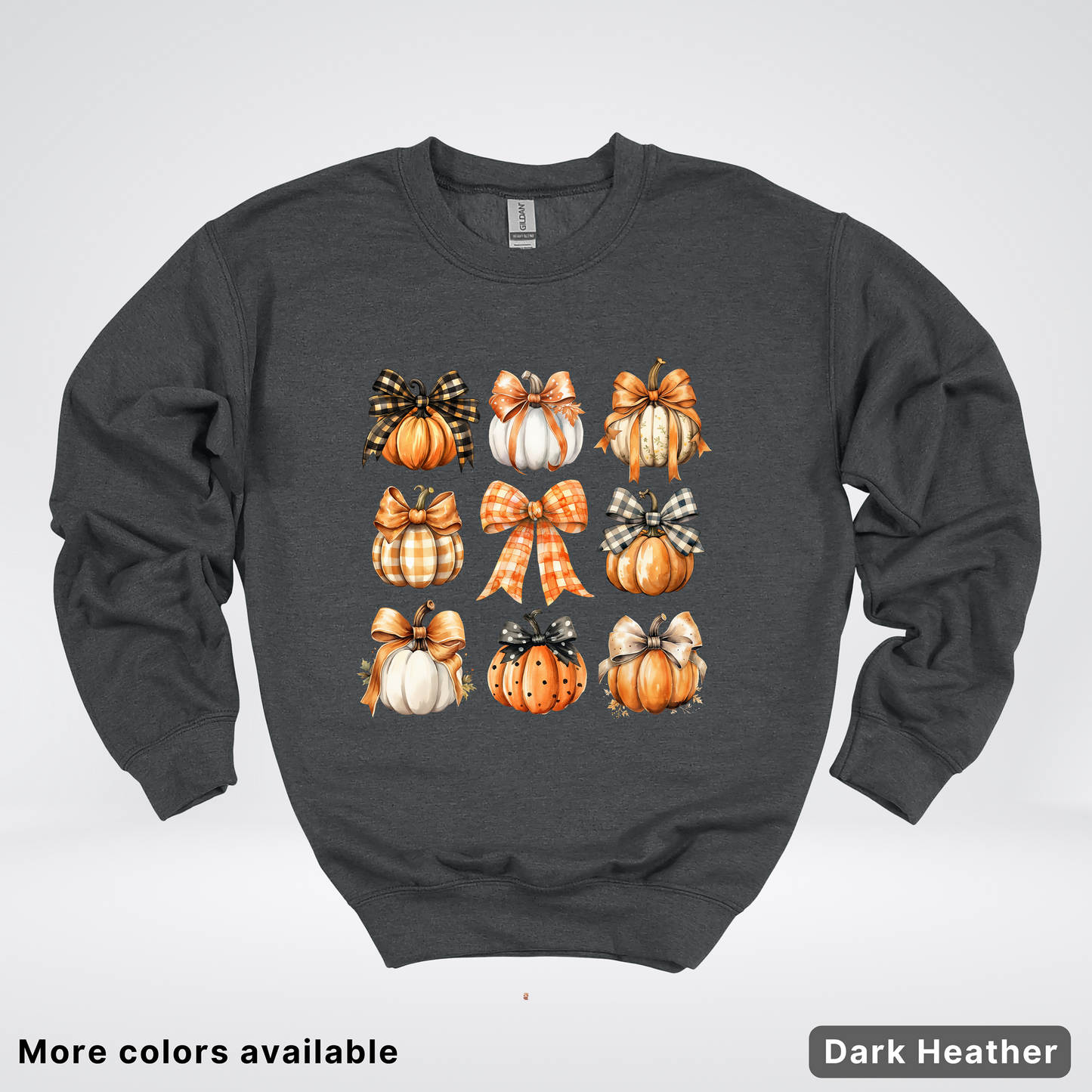 Flannel Bows & Pumpkin Coquette Fall Autumn - Crewneck Sweatshirt