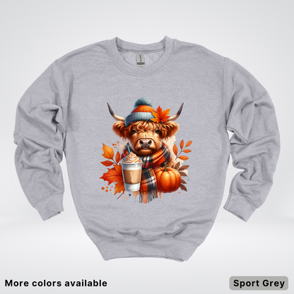 Fall Cow Cold Brew Coffee Pumpkin - Crewneck Sweatshirts