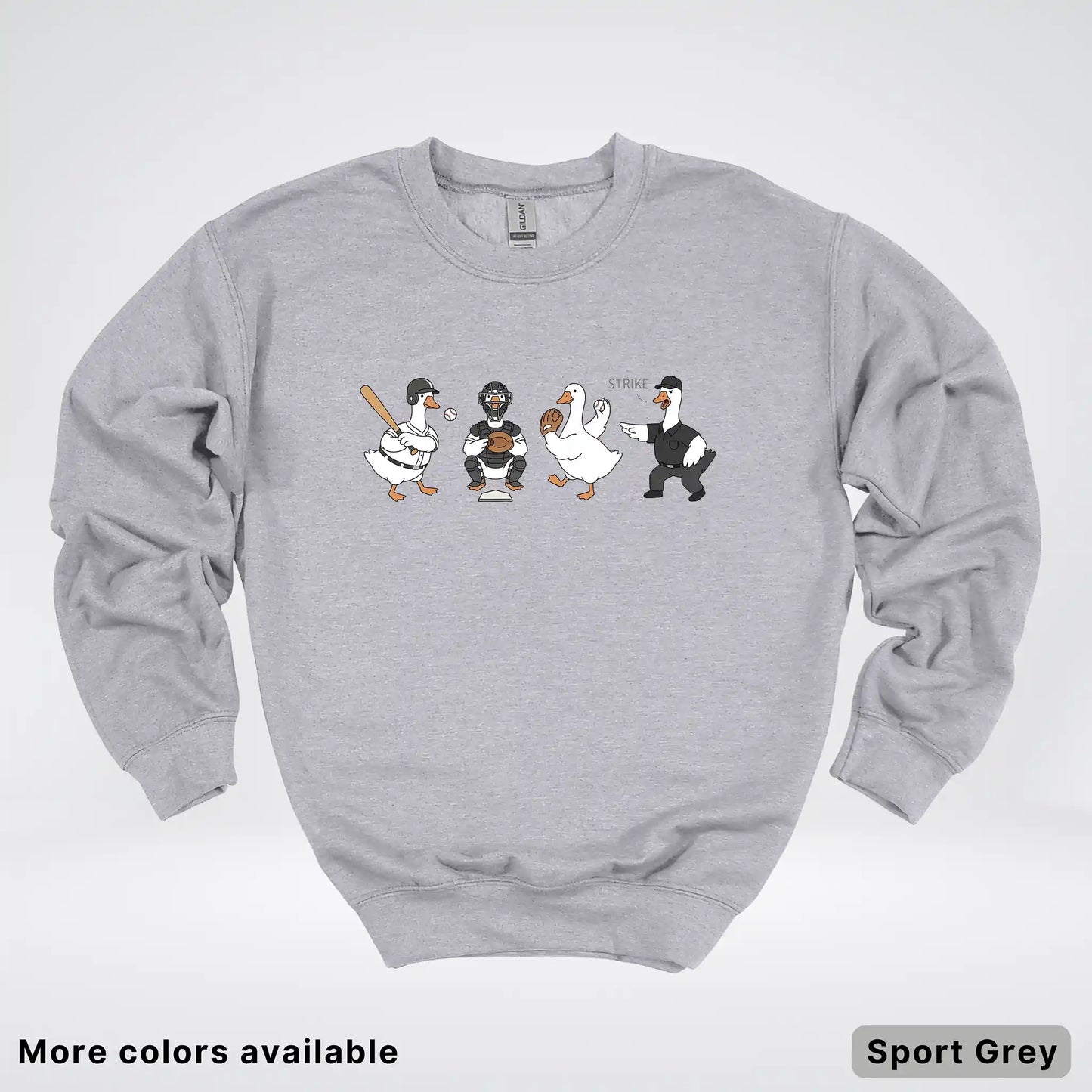 Baseball Goose Squad – Funny Baseball Goose Graphic Crewneck Sweatshirt
