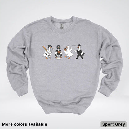 Baseball Goose Squad – Funny Baseball Goose Graphic Crewneck Sweatshirt