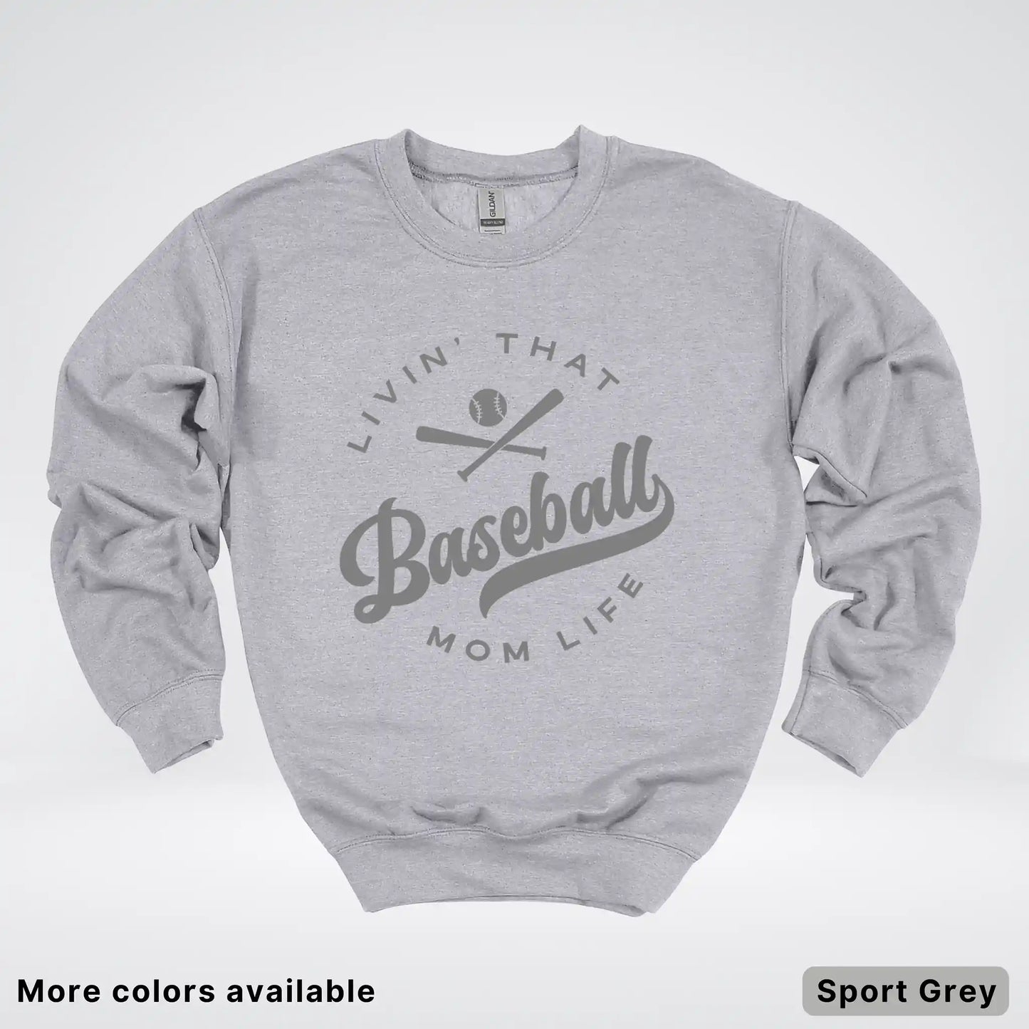 Livin' That Baseball Mom Life - Gray Design - Crewneck Sweatshirt