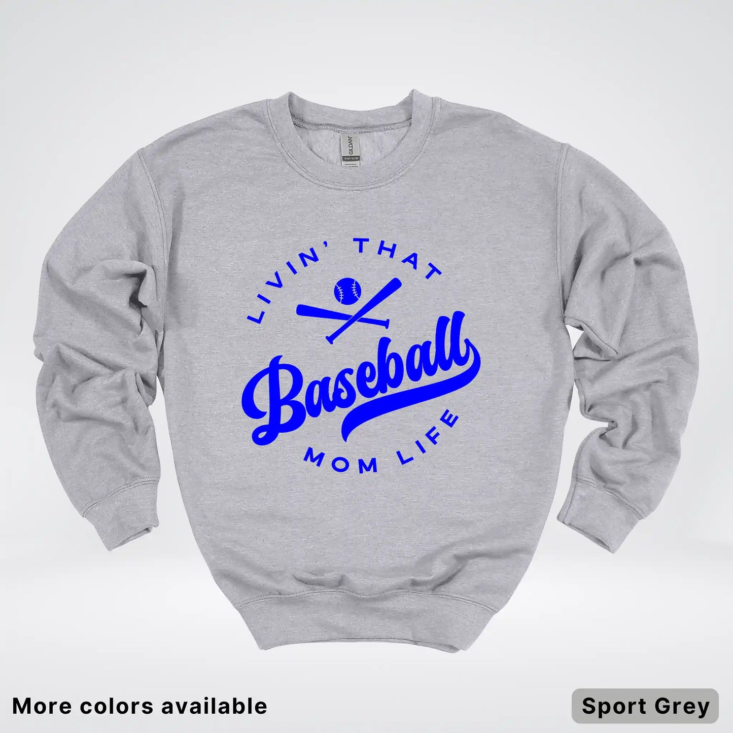 Livin' That Baseball Mom Life - Blue Design - Crewneck Sweatshirt