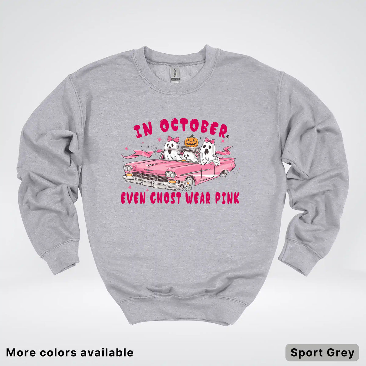 In October Even Ghost Wear Pink Breast Cancer Awareness Crewneck Sweatshirt