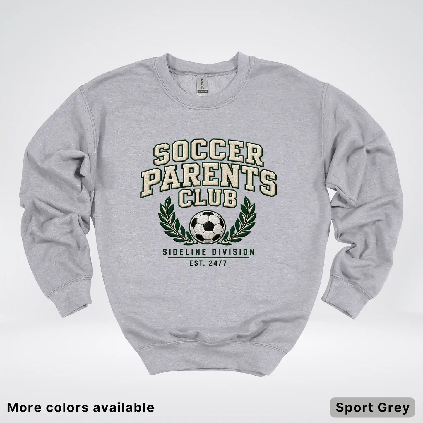 Soccer Parents Club Faux Embroidery Sideline Crewneck Sweatshirt