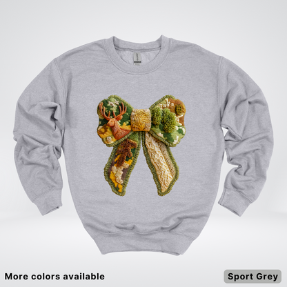 Forest Berry Bow Hook Yard Faux Look - Crewneck Sweatshirt