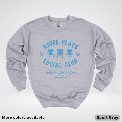 Home Plate Social Club – Light Blue Design - Crewneck