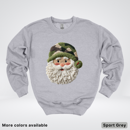 Woodland Santa Face (Hook Yard Faux Texture) - Crewneck Sweatshirt