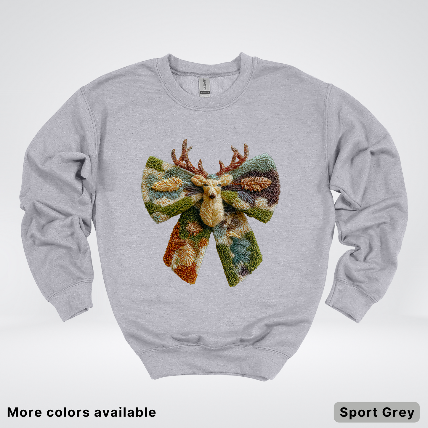 Neutral Woodland Bow Hook Yard Faux - Crewneck Sweatshirt