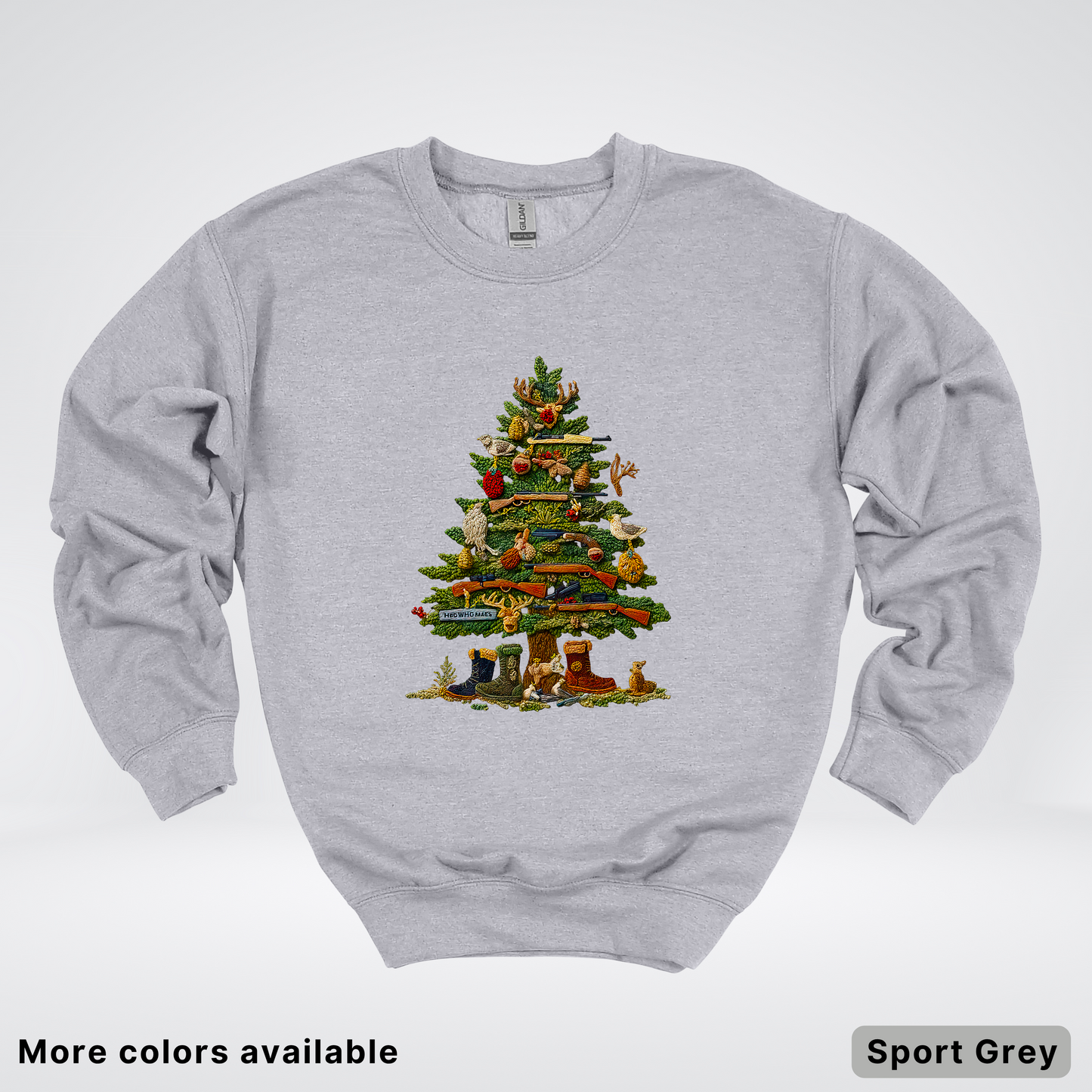 Woodland Critters Christmas Tree Hook Yard Faux - Crewneck Sweatshirt