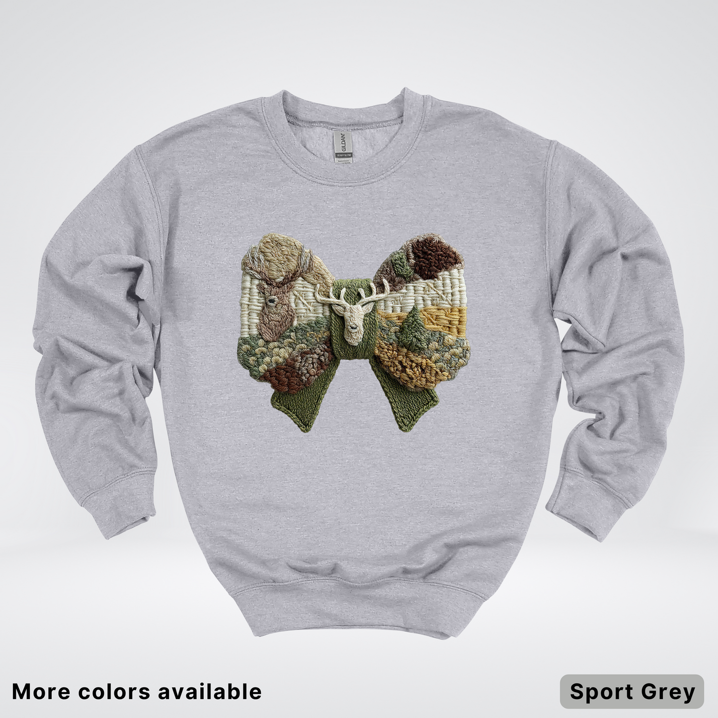 Rocking Horse Holiday Bow – Hook Yard Faux Look - Crewneck Sweatshirt