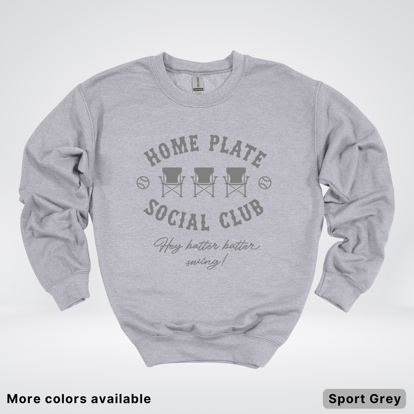 Home Plate Social Club – Gray Design - Crewneck