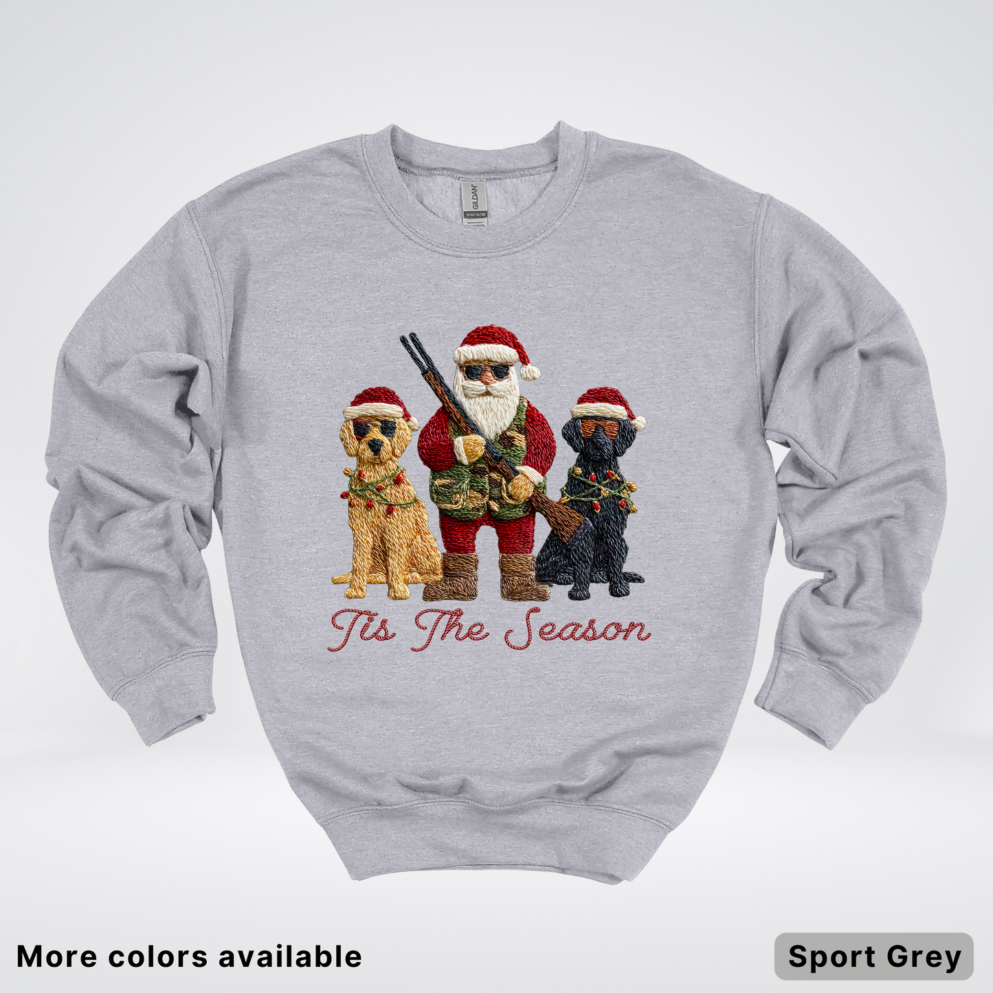 Tis The Season Hunting Santa Hook Yard Faux - Crewneck Sweatshirt