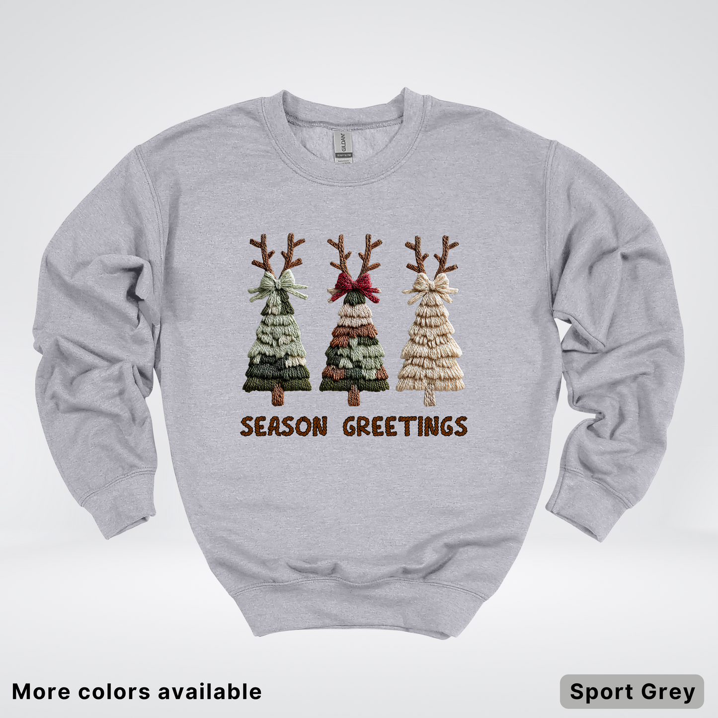 Rustic Christmas Tree Trio (Hook Yard Faux Look) - Crewneck Sweatshirt