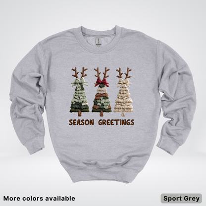 Rustic Christmas Tree Trio (Hook Yard Faux Look) - Crewneck Sweatshirt