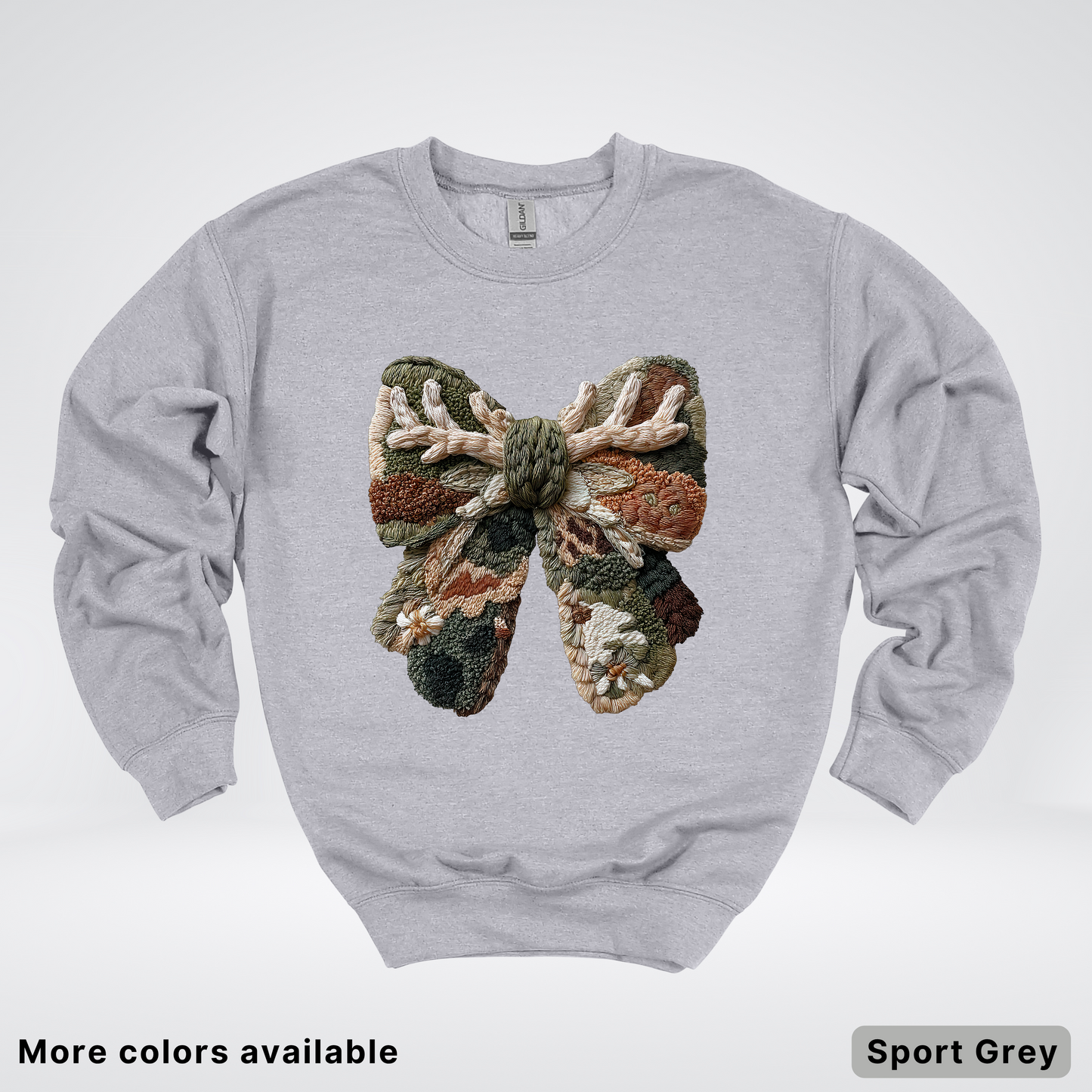 Woodland Winter Bow Hook Yard Faux - Crewneck Sweatshirt