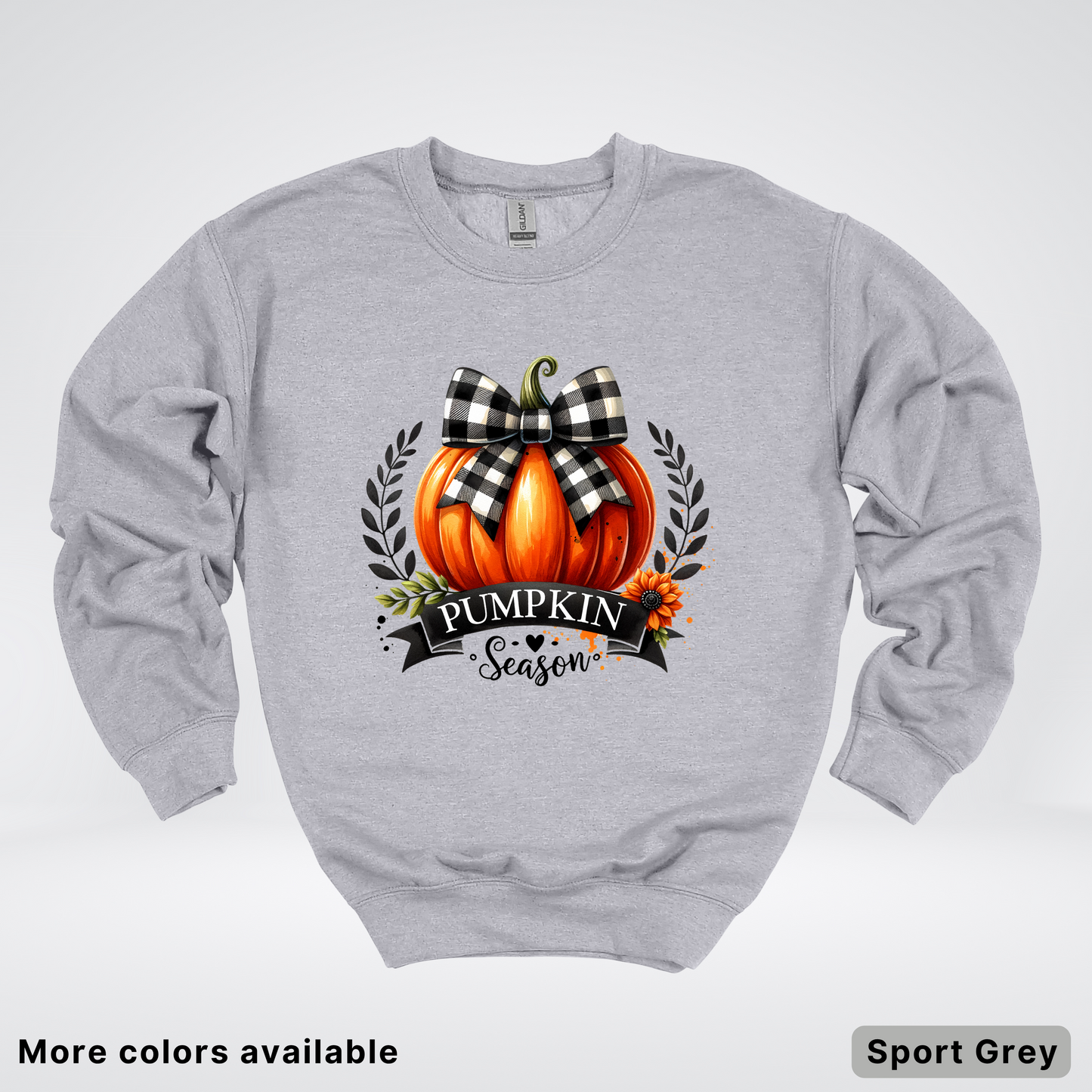 Pumpkin Season Black Plaid Bow - Sweatshirt