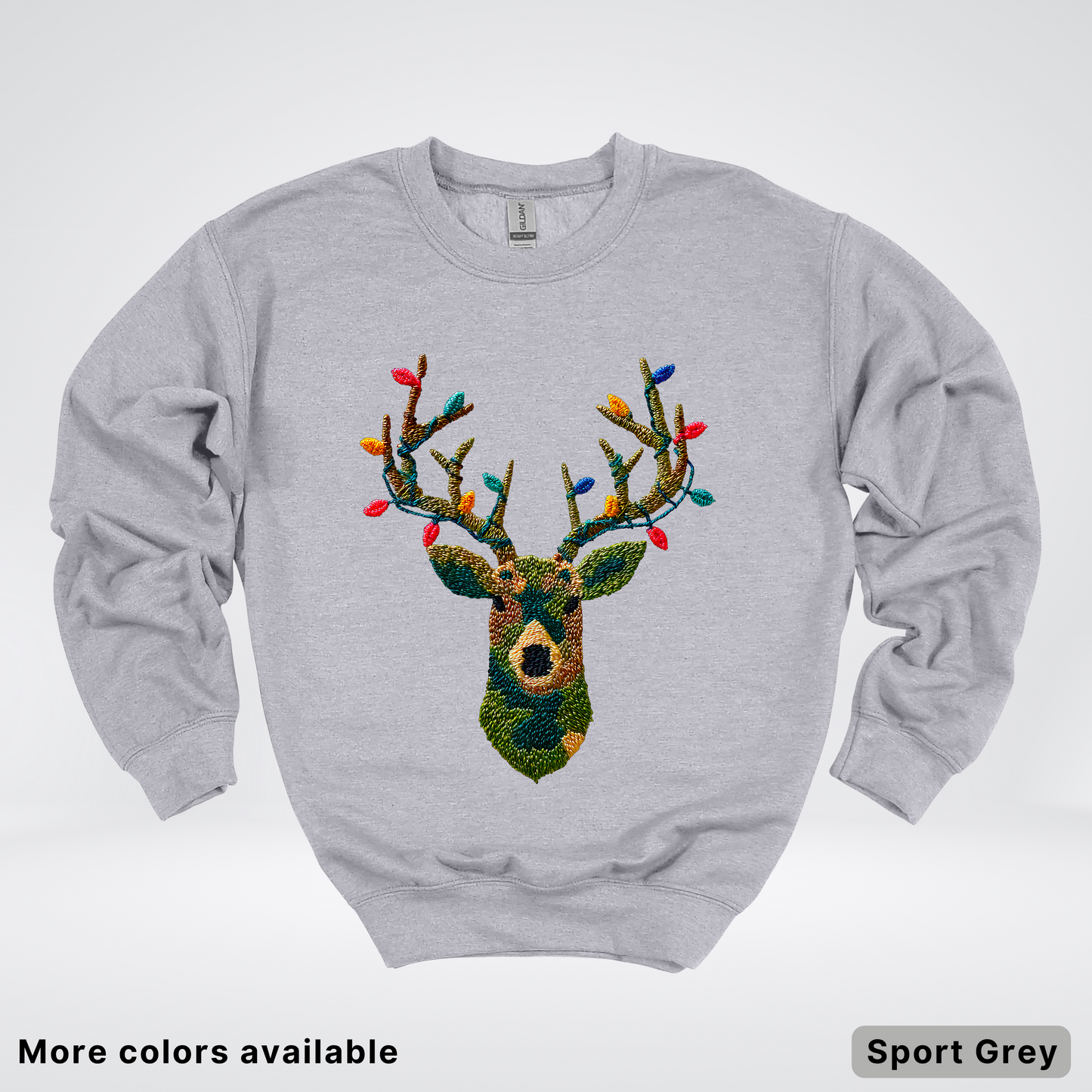 Rustic Reindeer Lights – Hook Yard Faux Texture - Crewneck Sweatshirt