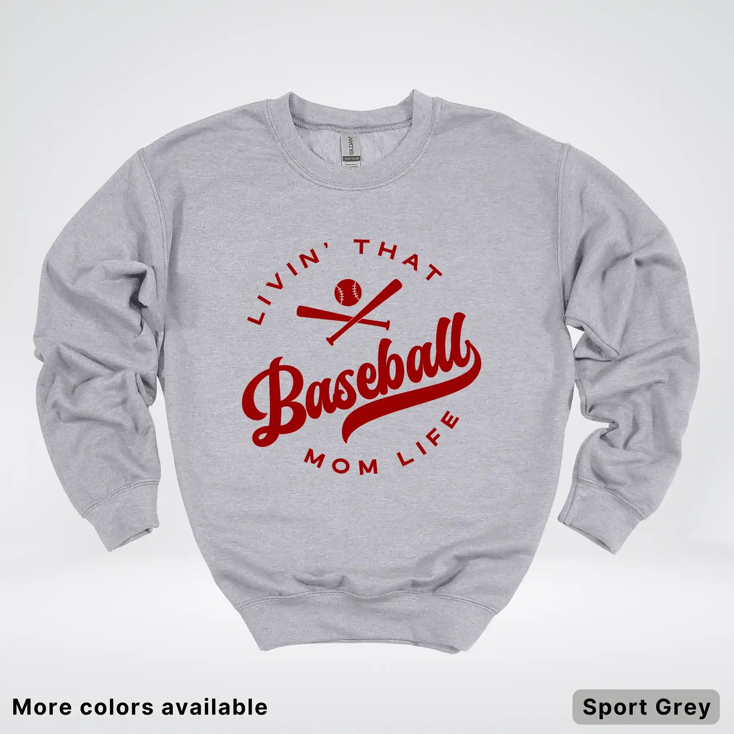 Livin' That Baseball Mom Life – Maroon Design - Crewneck Sweatshirt