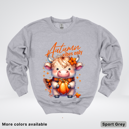 Autumn Fall Vibes Only Small Cow Calf Pumpkin - Crewneck Sweatshirt