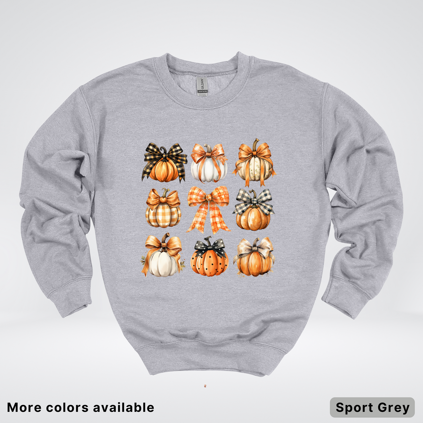 Flannel Bows & Pumpkin Coquette Fall Autumn - Crewneck Sweatshirt