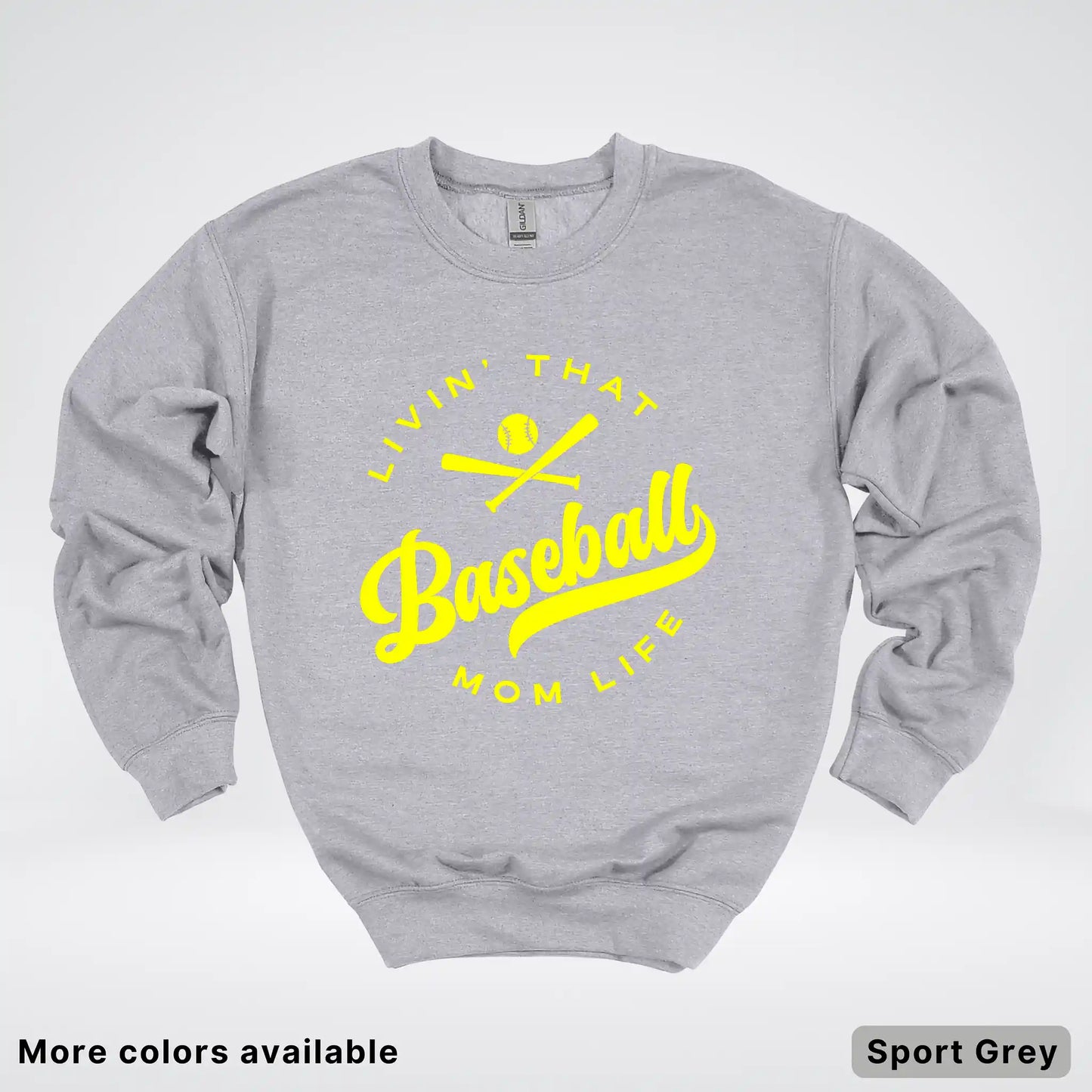 Livin' That Baseball Mom Life - Yellow Design - Crewneck Sweatshirt
