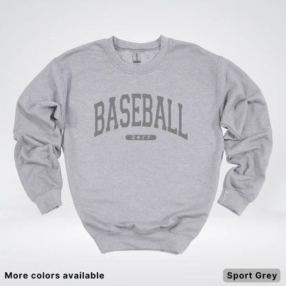 Baseball 24/7 – Gray Design - Crewneck Sweatshirt