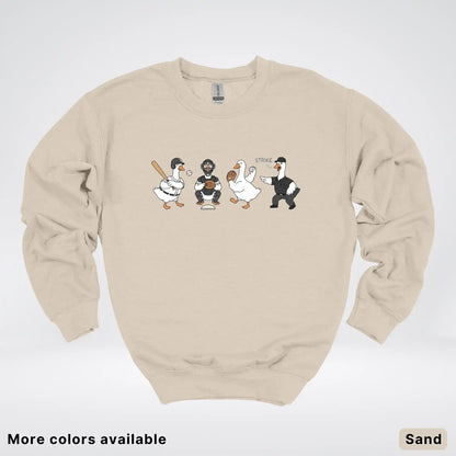 Baseball Goose Squad – Funny Baseball Goose Graphic Crewneck Sweatshirt