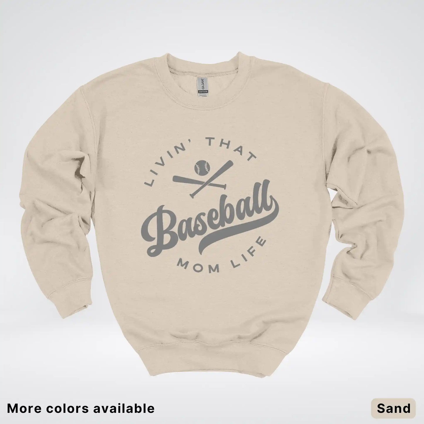 Livin' That Baseball Mom Life - Gray Design - Crewneck Sweatshirt