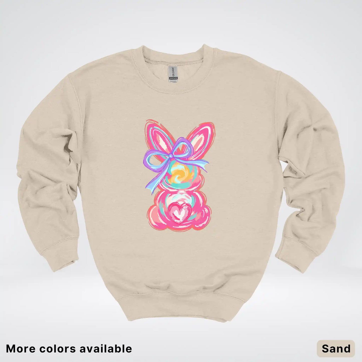 Coquette Easter Bunny – Pastel Bow Bunny Spring Graphic - Crewneck Sweatshirt