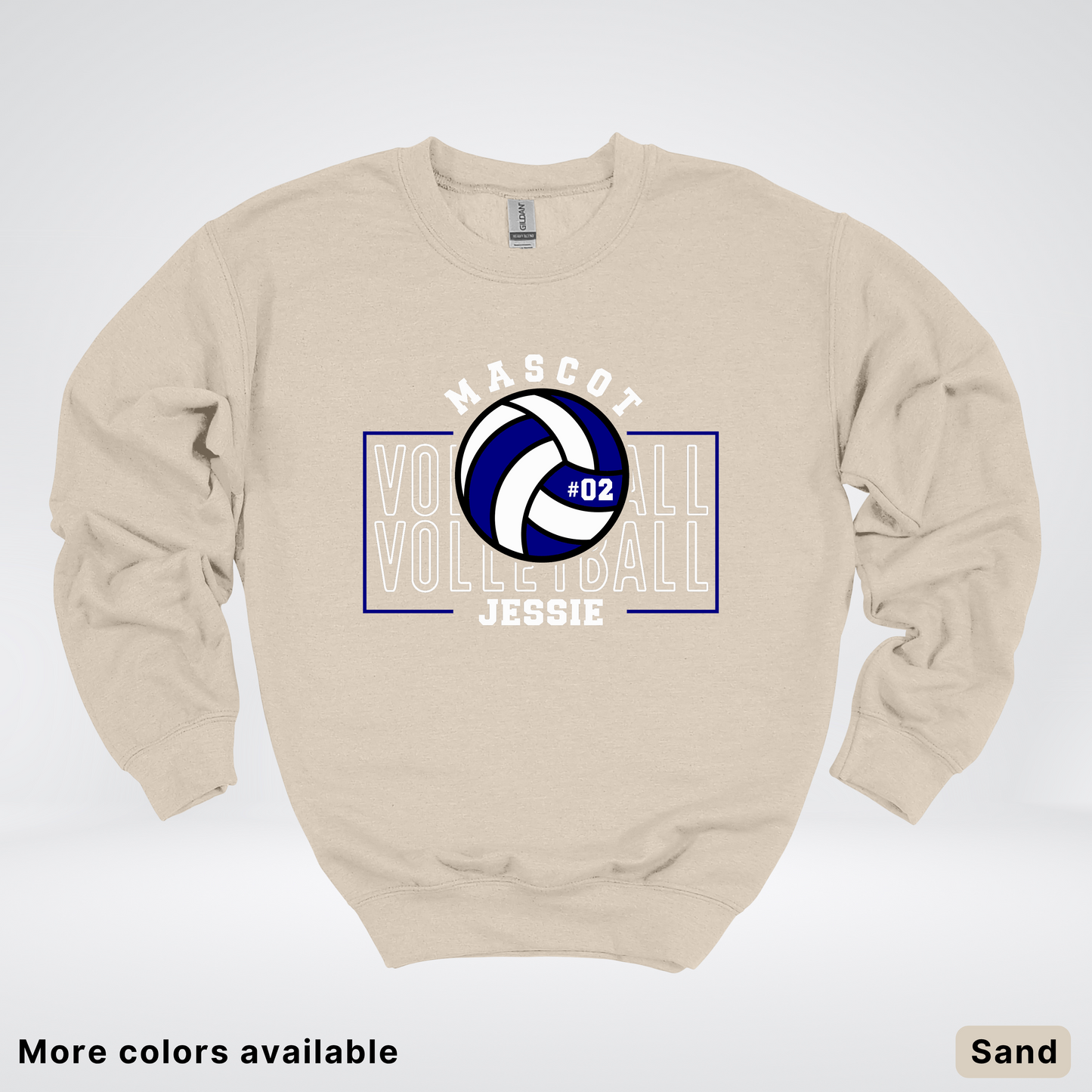 Custom Mascot, Number, & Name – Navy - Volleyball Design 13 Crewneck Sweatshirt