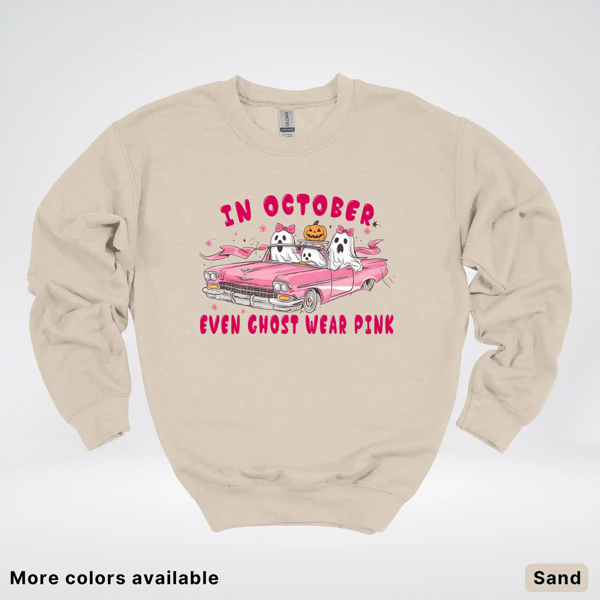 In October Even Ghost Wear Pink Breast Cancer Awareness Crewneck Sweatshirt