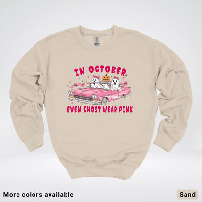 In October Even Ghost Wear Pink Breast Cancer Awareness Crewneck Sweatshirt