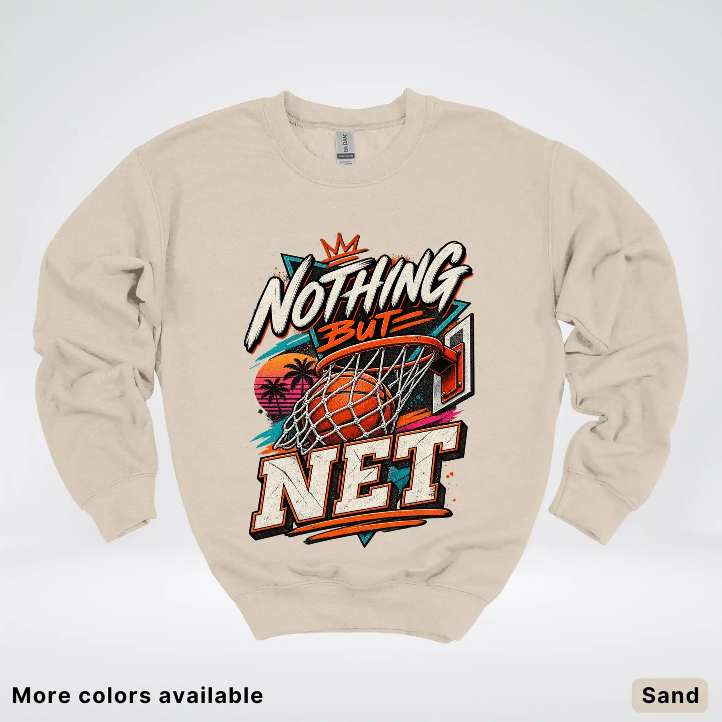Nothing But Net – Retro Basketball Crewneck Sweatshirt