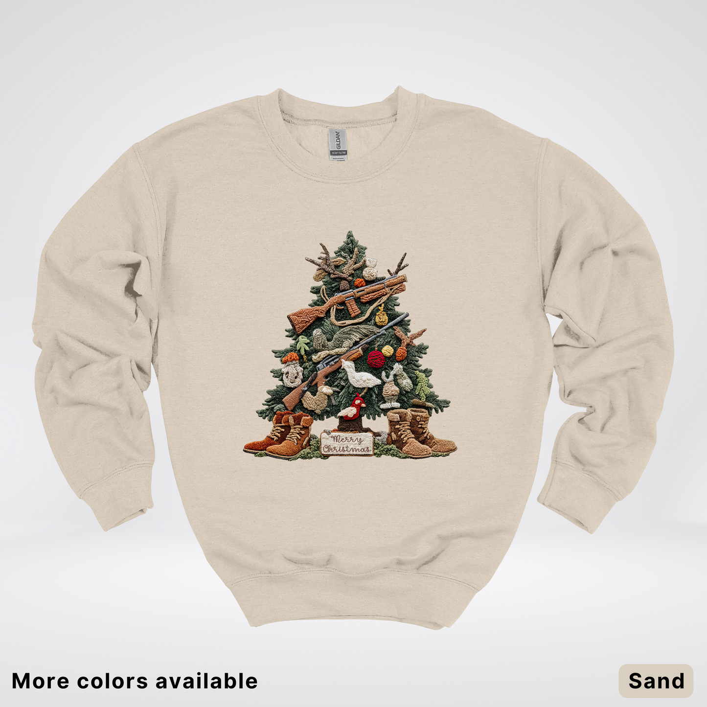 Rustic Holiday Tree & Boots (Hook Yard Faux) - Crewneck Sweatshirt