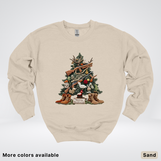 Rustic Holiday Tree & Boots (Hook Yard Faux) - Crewneck Sweatshirt