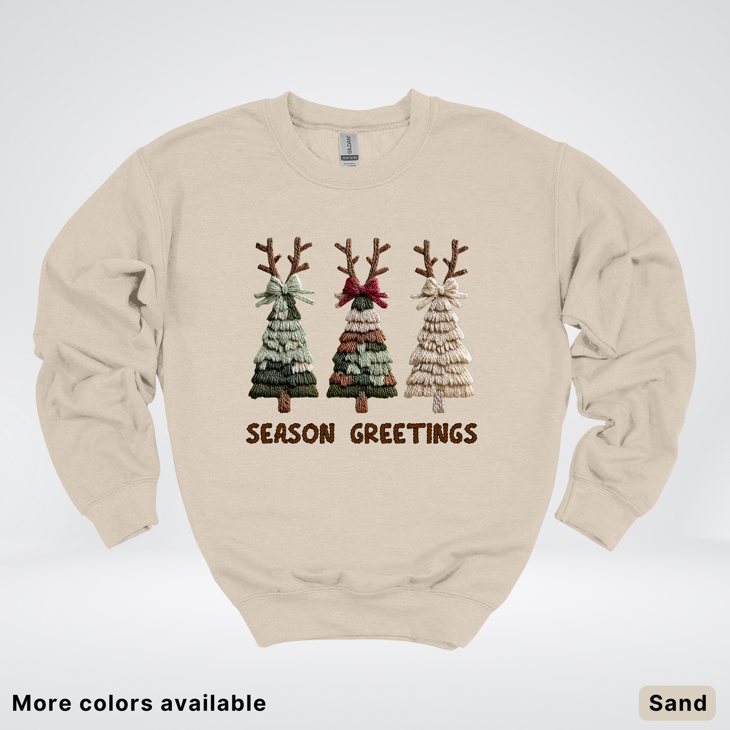 Rustic Christmas Tree Trio (Hook Yard Faux Look) - Crewneck Sweatshirt