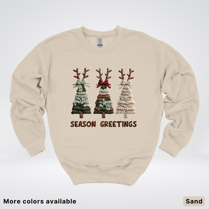 Rustic Christmas Tree Trio (Hook Yard Faux Look) - Crewneck Sweatshirt
