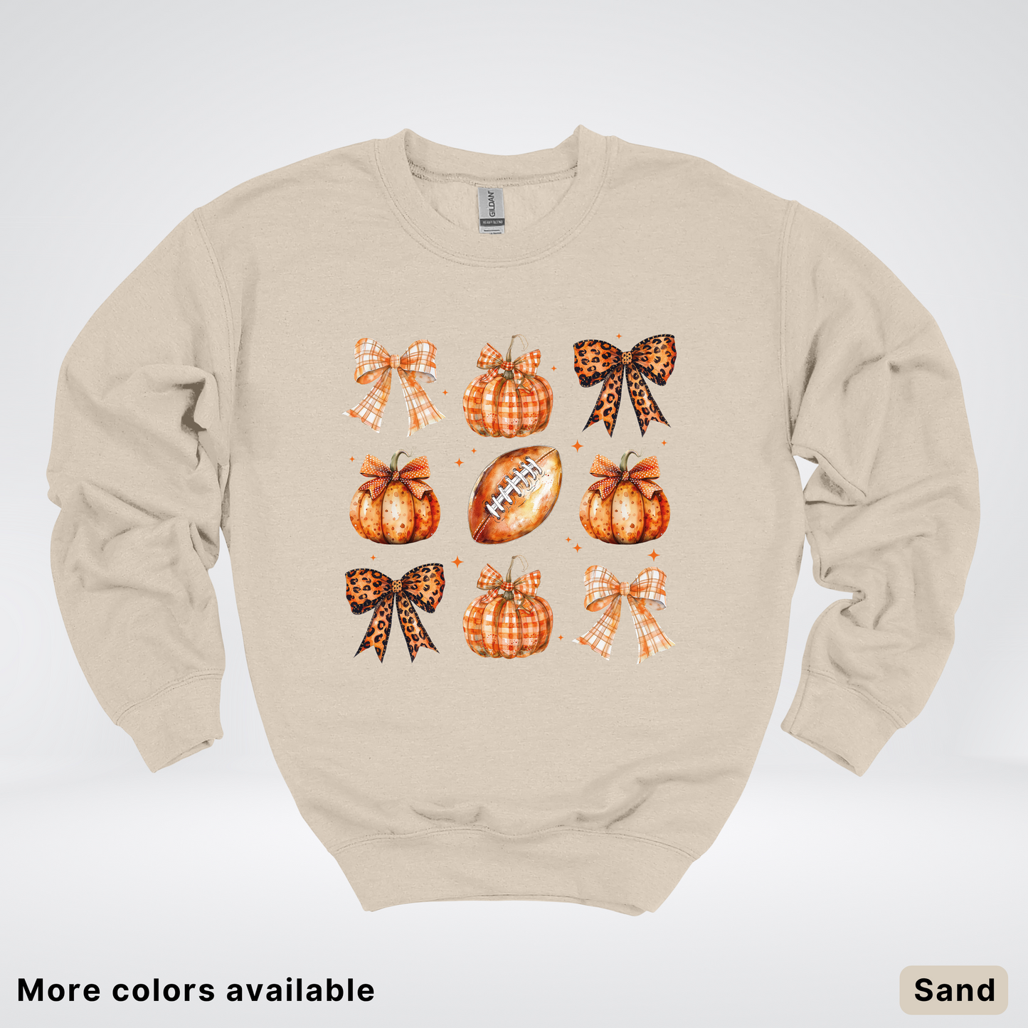 Football Coquette Ribbon Bow Plaid Pumpkin Fall - Sweatshirt