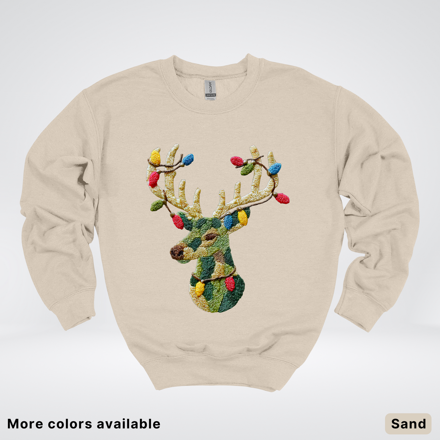 Festive Light-Up Reindeer Hook Yard Faux - Crewneck Sweatshirt