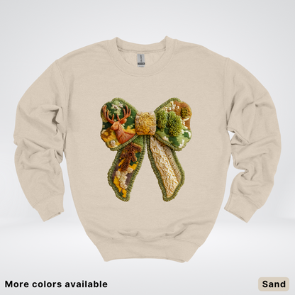 Forest Berry Bow Hook Yard Faux Look - Crewneck Sweatshirt