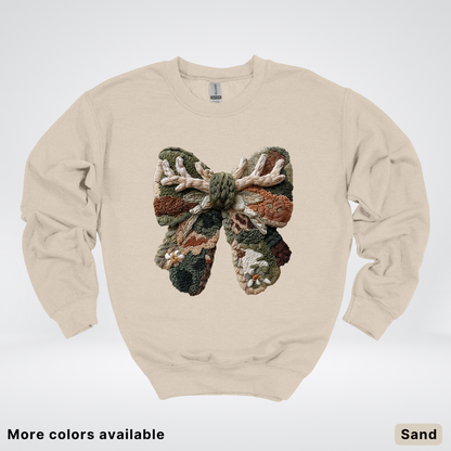 Woodland Winter Bow Hook Yard Faux - Crewneck Sweatshirt
