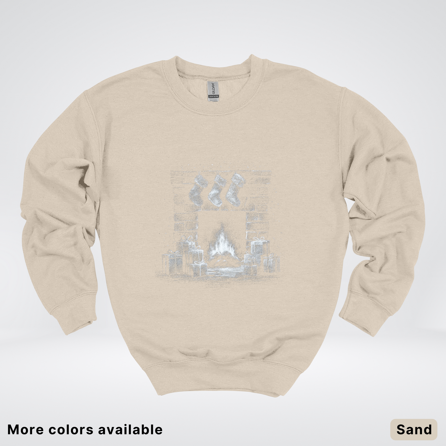 Vintage Christmas Fireplace Scene - Crewneck Sweatshirt