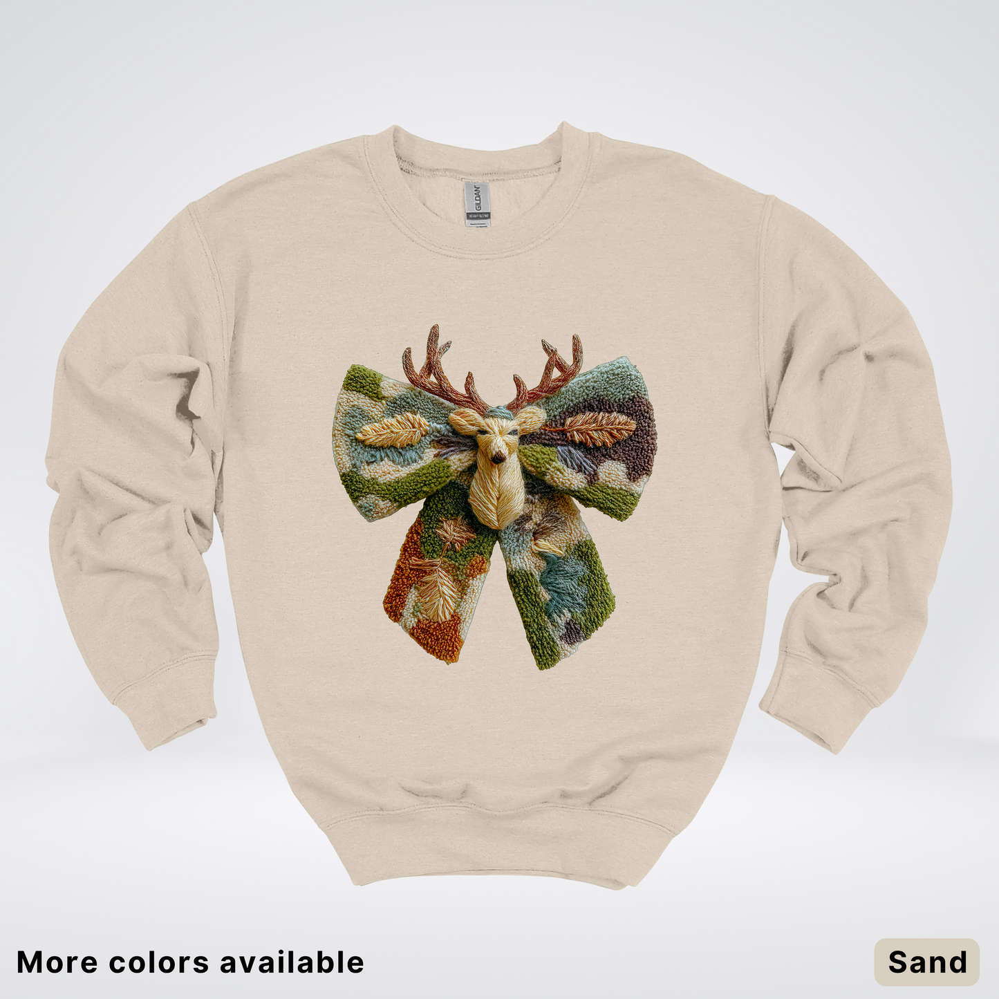Neutral Woodland Bow Hook Yard Faux - Crewneck Sweatshirt