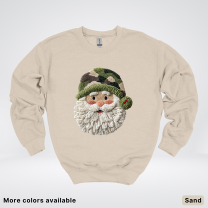 Woodland Santa Face (Hook Yard Faux Texture) - Crewneck Sweatshirt