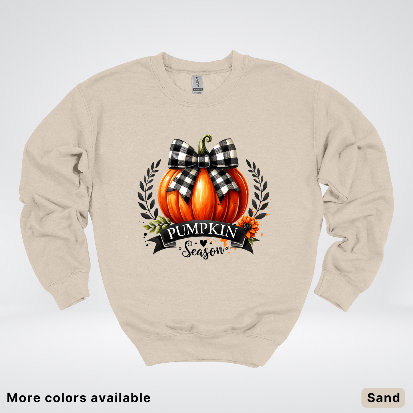 Pumpkin Season Black Plaid Bow - Sweatshirt