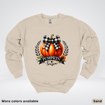 Pumpkin Season Black Plaid Bow - Sweatshirt
